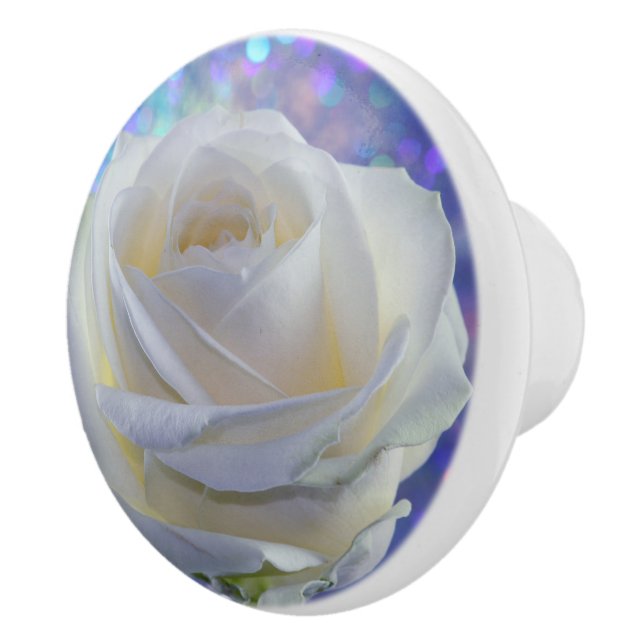 Vit ros keramisk knopp (Höger)