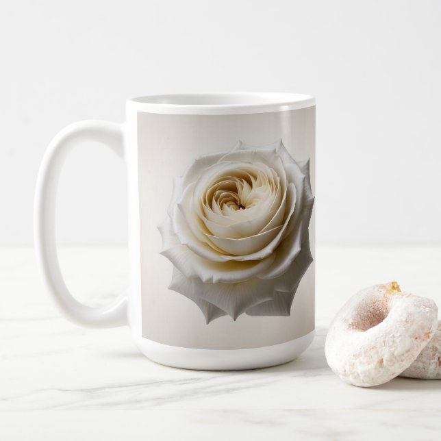 Vit Ros Klassisk Mugg (Med munk)