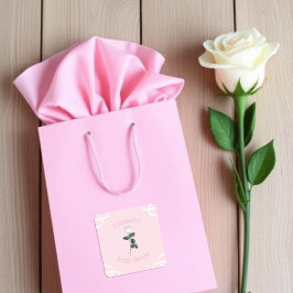 Vit Ros Kronblad Rosa Bröllopsdusch Fyrkantigt Klistermärke