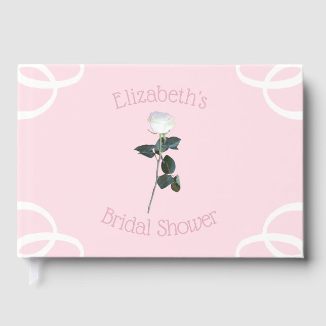 Vit Ros Kronblad Rosa Bröllopsdusch Gästböcker (Framsida)