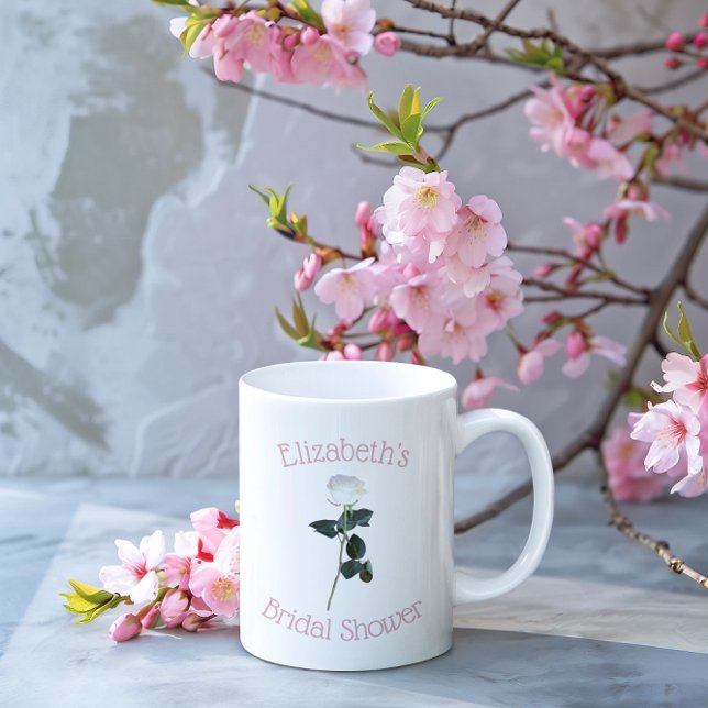 Vit Ros Kronblad Rosa Bröllopsdusch Kaffemugg (Skapare uppladdad)