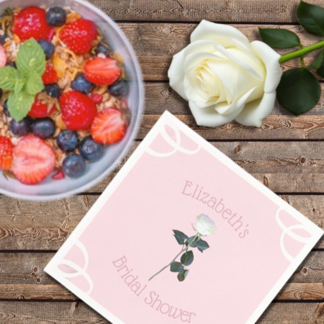 Vit Ros Kronblad Rosa Bröllopsdusch Pappersservett (Skapare uppladdad)