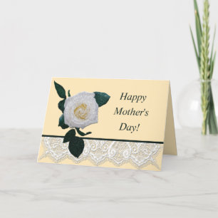 Vit ros Lacey Mors dag Card Helgkort