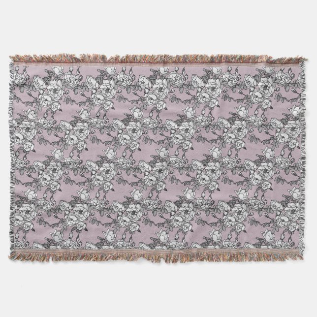 vit ros lavender-bakgrund filt (Framsidan)