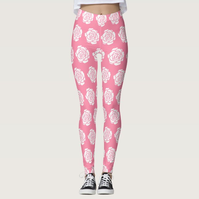 Vit ros Leggings (Framsida)