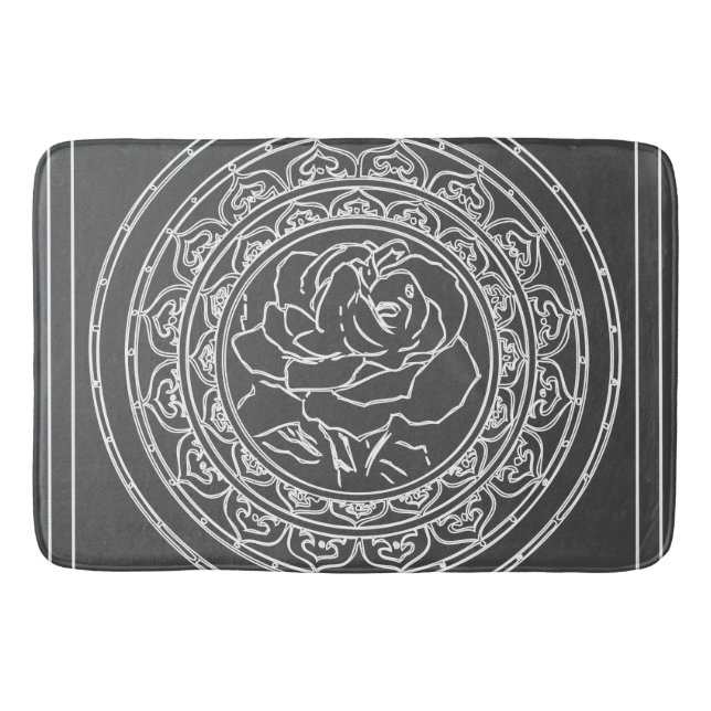 Vit ros Mandala - Bath Mat Badrumsmatta (Framsidan)