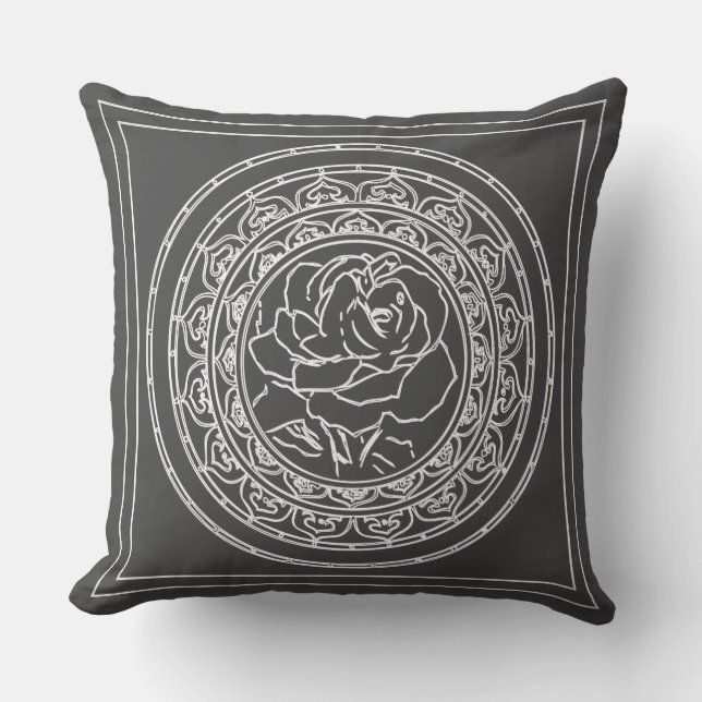 Vit ros Mandala - Pillow Kudde (Framsida)