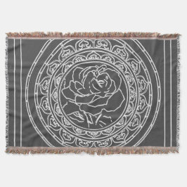 Vit ros Mandala - Throw Blanket Filt