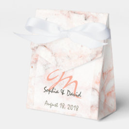 Vit ros Marble Monogram Wedding Favor Presentaskar