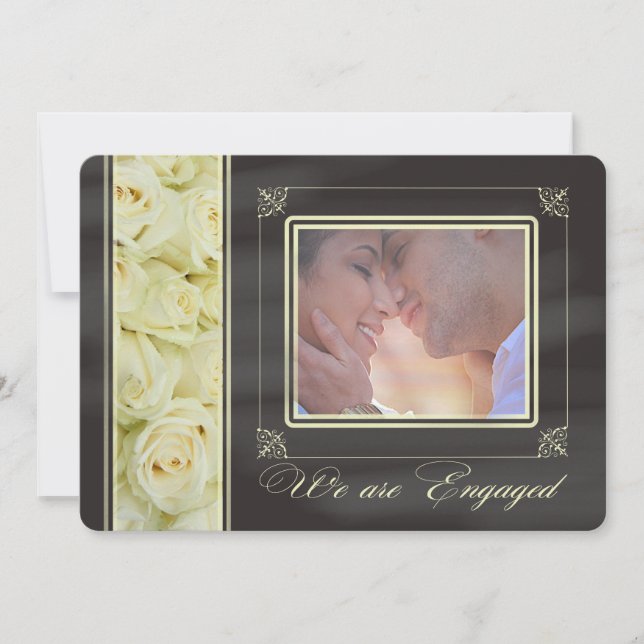 vit ros-meddelande om fotoförlovning meddelande (Framsida)