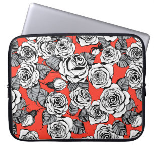 Vit ros mönster laptop fodral