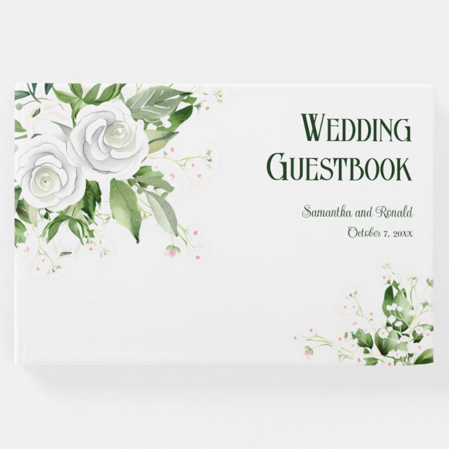 Vit ros och babyns utandning Bröllop Gästböcker (Framsida)