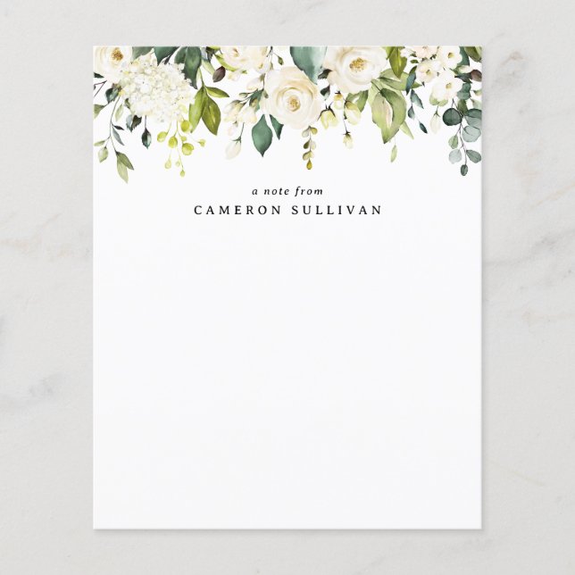 Vit ros och Hydrangeas Stationery (Framsida)