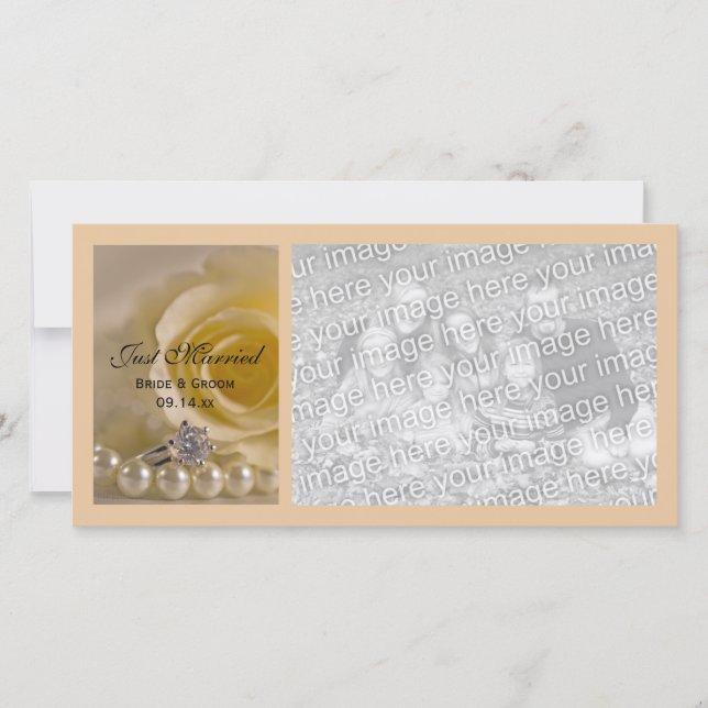 Vit ros och Pearls Ny gifta Meddelande (Framsida)