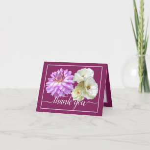 Vit ros och Rosa Dahlia Blommigt Bouquet Tack Kort