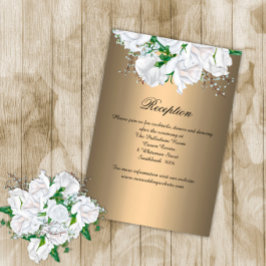 Vit ros om rösträtt i luxurious Guld bröllopsmotta Tilläggskort