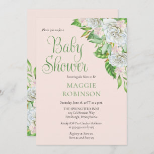 Vit ros   Orchids Boho Blommigt Girl Baby Shower Inbjudningar