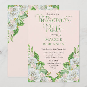 Vit ros Orchids Boho Blommigt Pension Party Inbjudningar