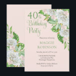 Vit ros | Orkidéer 40:e Bröllop-Födelsedagsfesten Inbjudningar<br><div class="desc">Firar din 40:e "Födelsedagsfest" med elegant vit ros och orkidéer med den här kaskaddesignen av blommigten med ett subtle sage grönt script och serif text. Sammansatt design efter Helgdag Hearts-design (reserverade höger). Skripttext kan inte redigeras utom av konstruktören. Om du har några frågor eller behöver hjälp med designen kan du...</div>