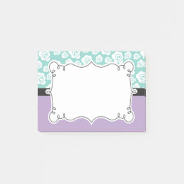 Vit ros på Aqua & lilor Post-it Block