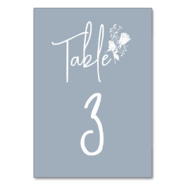 Vit ros på Bord-kortet Dusty Blue Bordsnummer