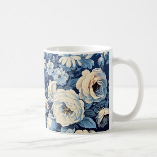 Vit ros på Indigo Blue Background Kaffemugg