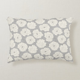Vit ros på lätt Grått - sömlöst mönster. Prydnadskudde