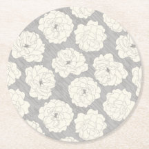 Vit ros på lätt Grått - sömlöst mönster.