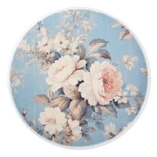 Vit ros på Rustic Blue Background Knopp