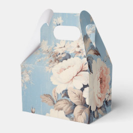 Vit ros på Rustic Blue Background Presentaskar