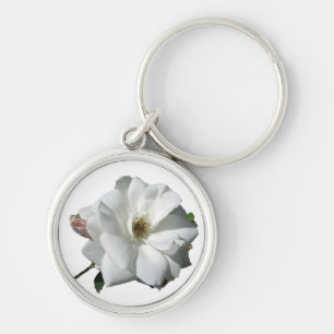 Vit ros Party Shower Bröllop Blommars Destiny Rund Silverfärgad Nyckelring