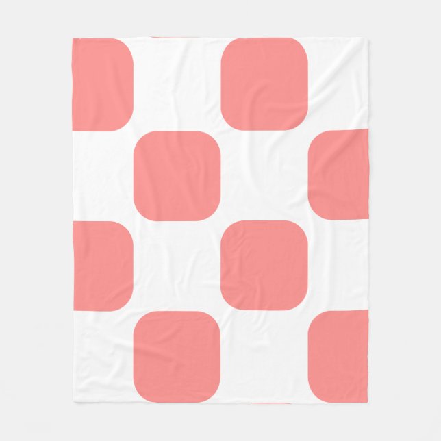 Vit & Ros Pastell Fyrkantig Mönsterdesign Fleecefilt (Framsidan)