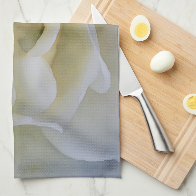 Vit ros Petals Flower Blommigt Art Kitchen Towel Kökshandduk (Vikt i Fjärdedel)