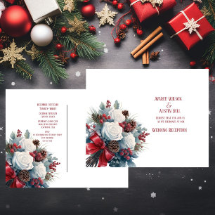 Vit ros Red Ribbon jul Bröllop Vykort