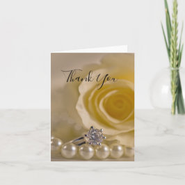 Vit ros, Ring och Pearls Bröllop Tack Kort
