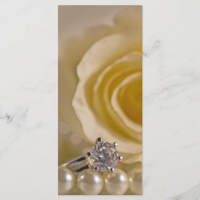 Vit ros, Ring och Pearls Bröllopsprogram Program (Framsida)