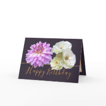 Vit ros & Rosa Dahlia Blommigt Bouquet Birthday