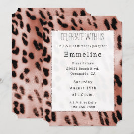 Vit ros  Rosa Leopard Inbjudningar