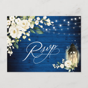 Vit ros Royal Blue Wood OSA Meal Choal Vykort