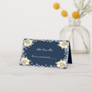 Vit ros Snowflake-julen Bröllop Bord Placeringskort