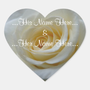 Vit ros Stickers Romantic Ro Wedding Stickers Hjärtformat Klistermärke