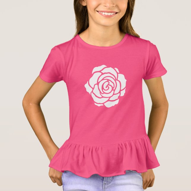 Vit ros T-Shirt (barn) (Framsida)