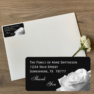 Vit ros Tack Adressetikett