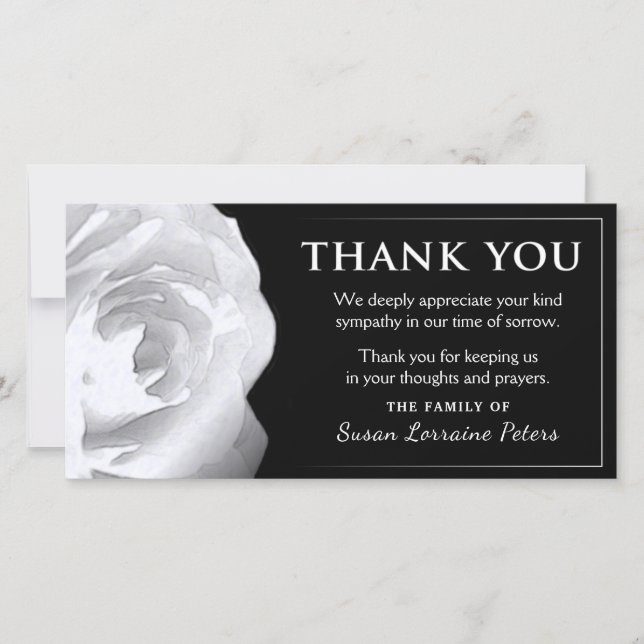 Vit ros Tack Sympati från familjen (Framsida)