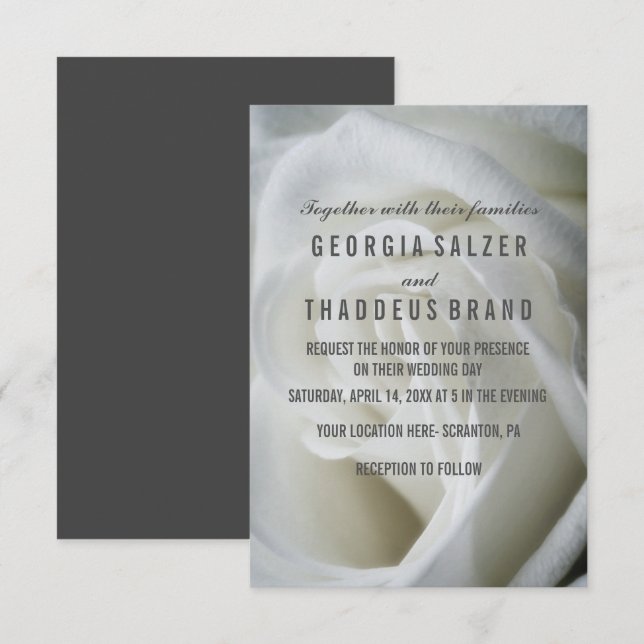 Vit ros texturerat Bröllop-kort Inbjudningar (Fram/baksida)