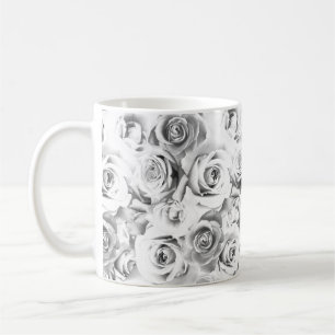 Vit ros Upprepande Blommönster Kaffemugg