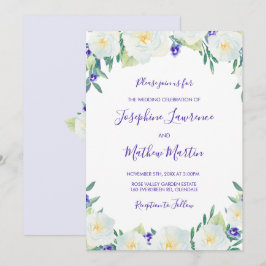 Vit ros & Violets Blommigt bröllopsinbjudningar Inbjudningar