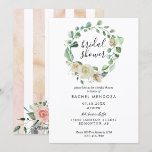 Vit ros Watercolor Elegant Romantik chic Inbjudningar