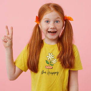 Vit Rosa Blomma Var Glad Barn T-Shirt