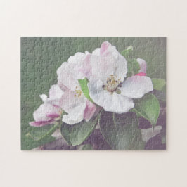 Vit rosa blommande äppelträd pussel